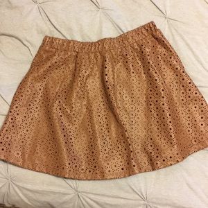 Brown Leather Skirt with Eyelets